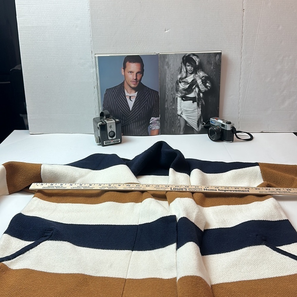 Fate cozy Shaw collar striped cardigan with pockets - Picture 8 of 10